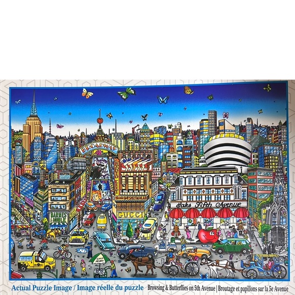 1000 pcs Browsing & Butterflies on 5th Ave Jigsaw Puzzles with magnetic snap box - Picture 1 of 12